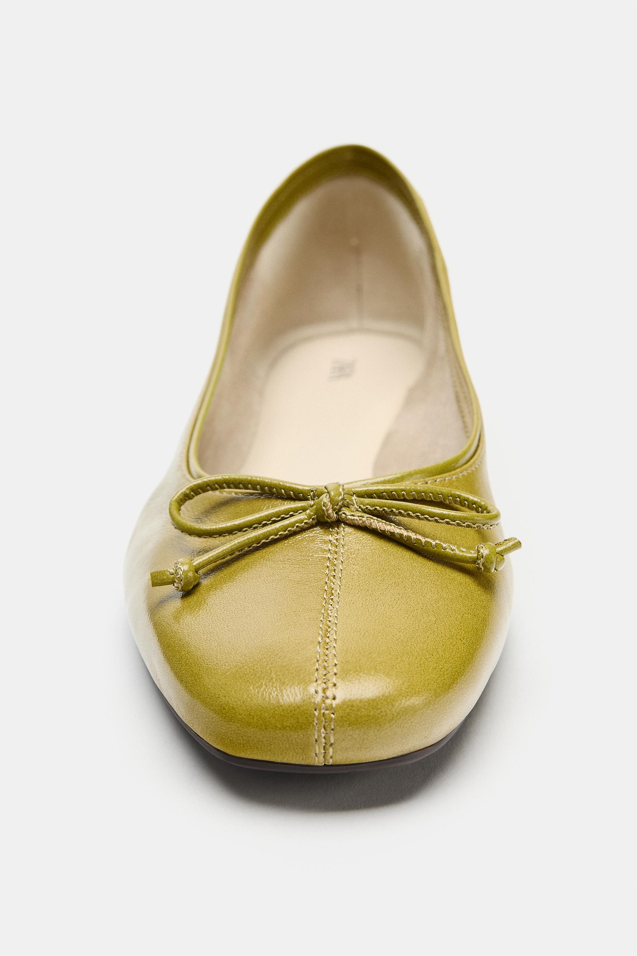 LEATHER BOW BALLET FLATS